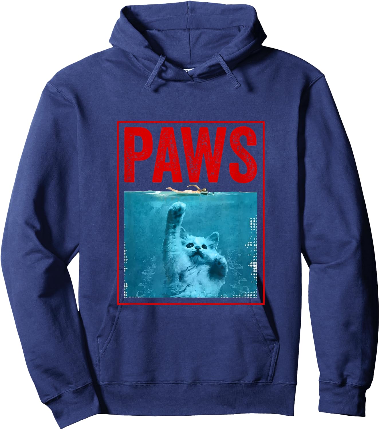 PAWS Funny Cat Kitten For Shark And Cat Lovers Men Women Girls Kids Hoodie - Hoodie | Navy