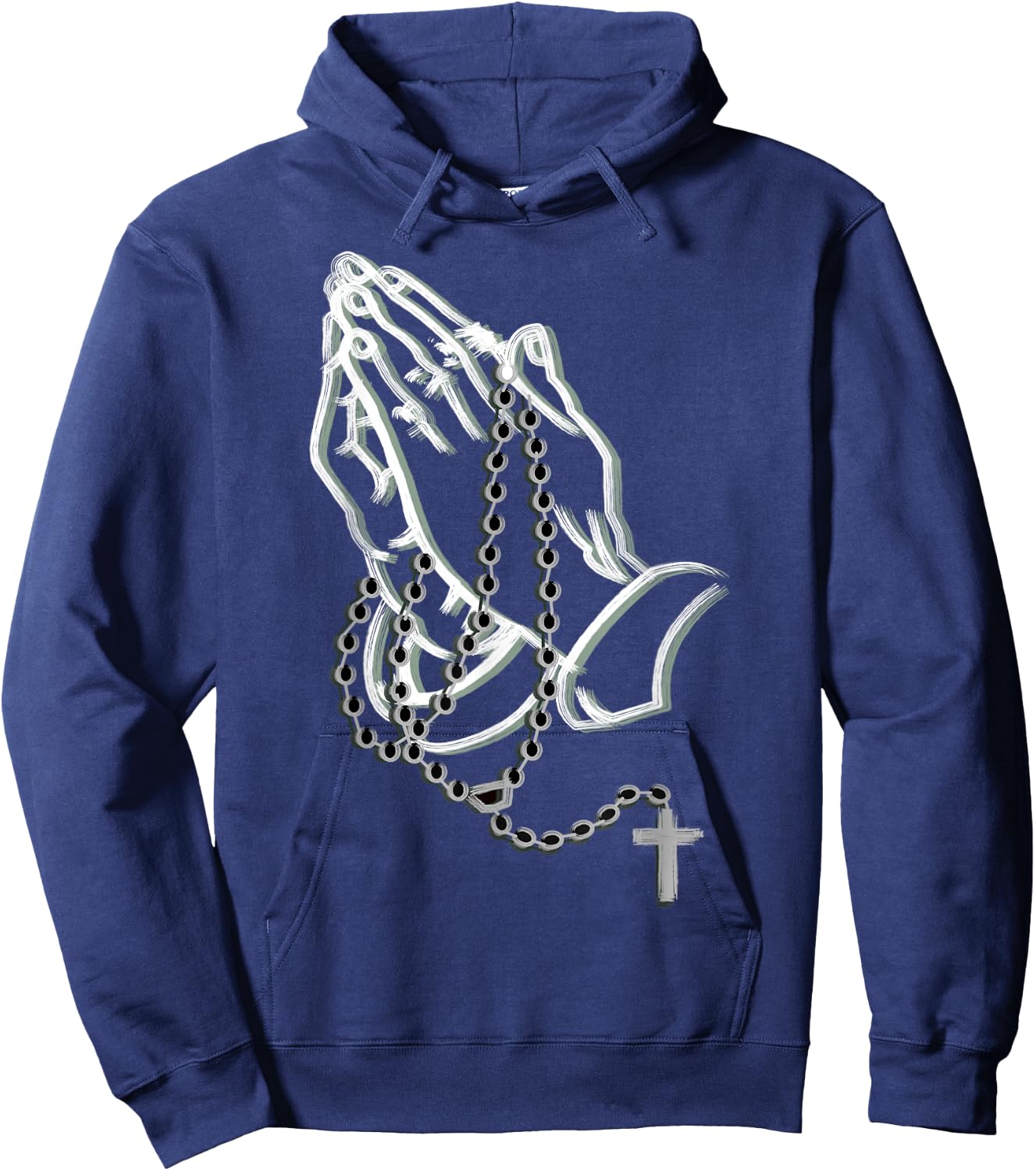 Praying hands with a rosary Hoodie - Hoodie | Navy
