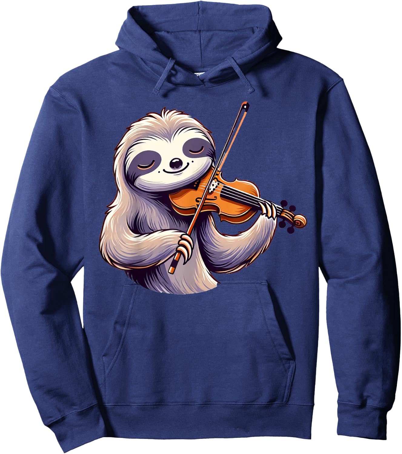 Cute Sloth Playing Violin Sloths Musician Music Hoodie - Hoodie | Navy