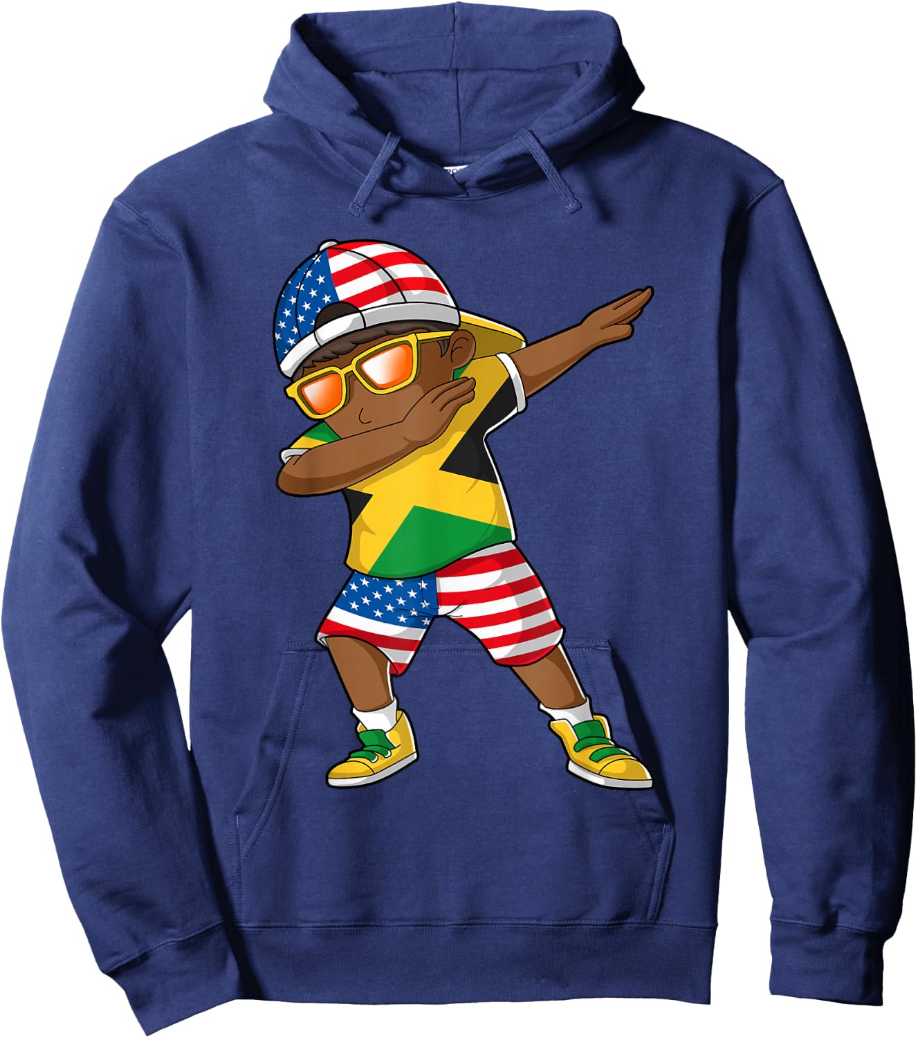 Half American Half Jamaican Boy Kid Jamaica Flag Patriotic Small Hoodie - Hoodie | Navy