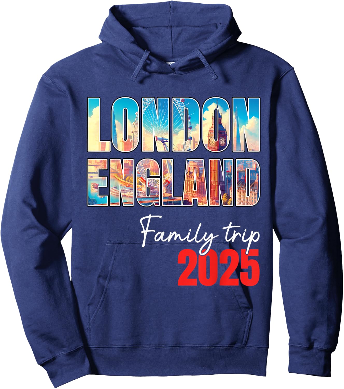 London England Family Trip 2025 Bigben Summer Vacation Crew Hoodie - Hoodie | Navy