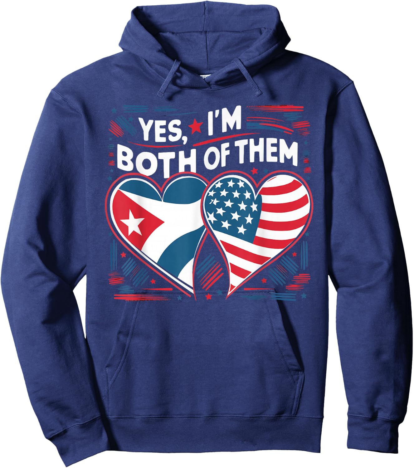 Half Cuban Half American USA Flag Cuba America Hoodie - Hoodie | Navy