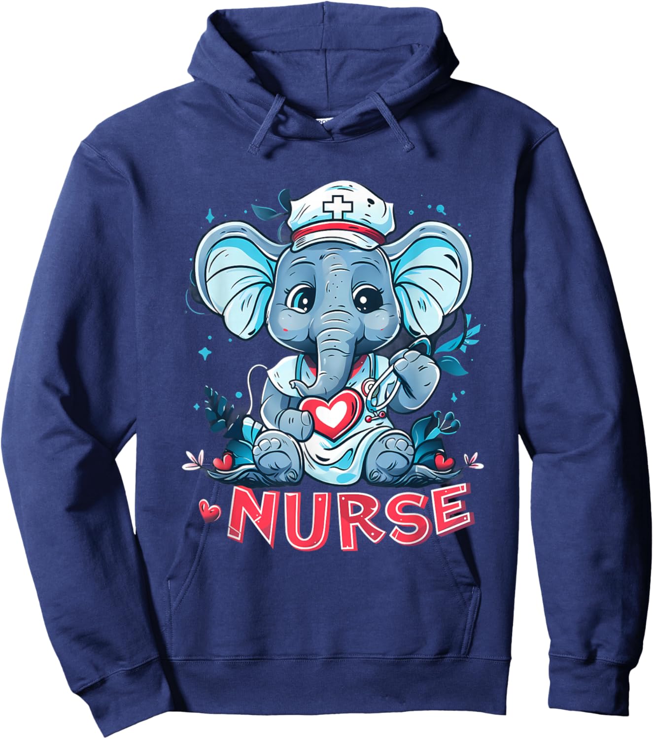 Nurse Elephant Medical Elephant Nursing School Stethoscope Hoodie - Hoodie | Navy
