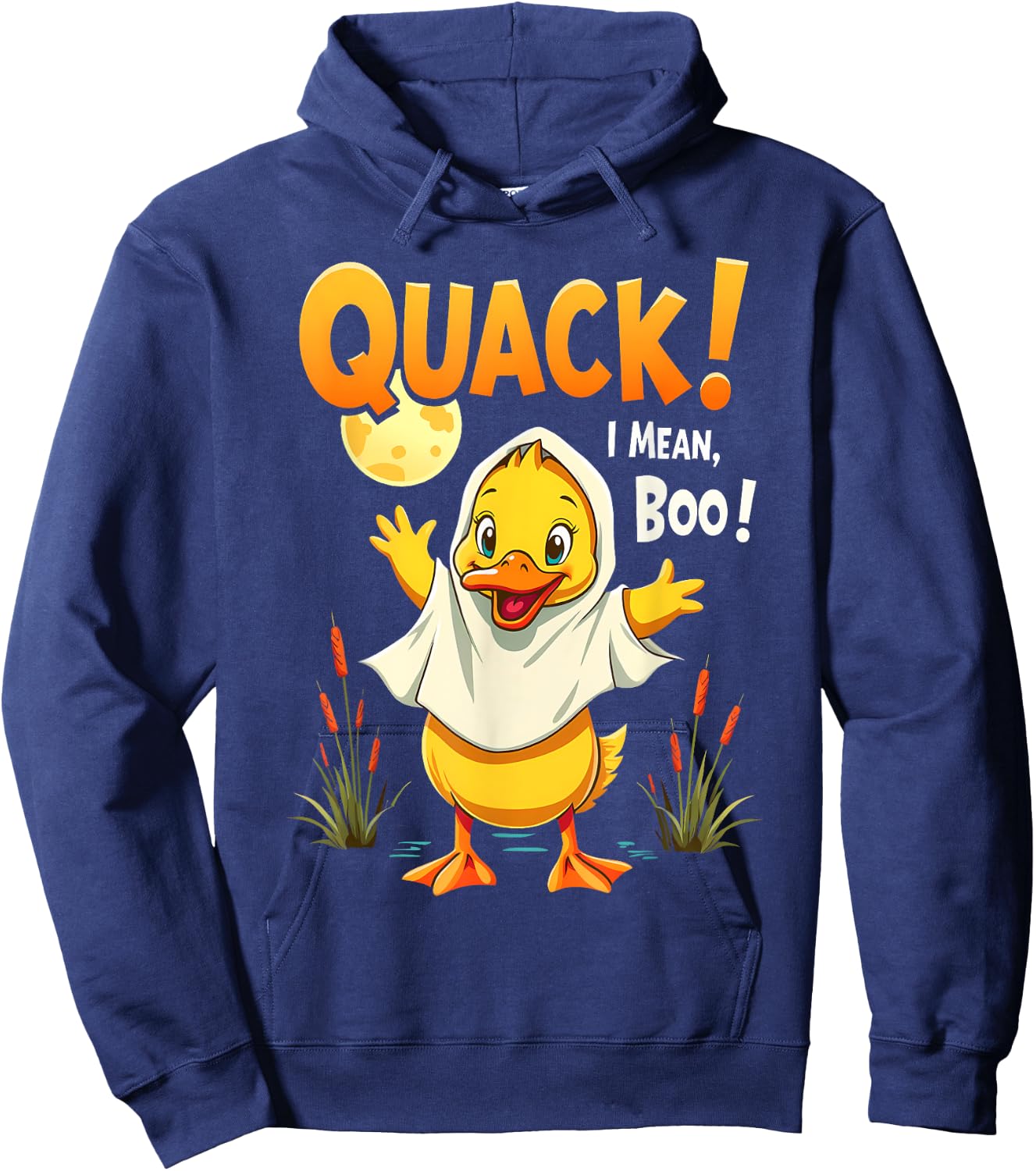 Ghost Costume Cute Duck Quack I Mean Boo Spooky Halloween Hoodie - Hoodie | Navy
