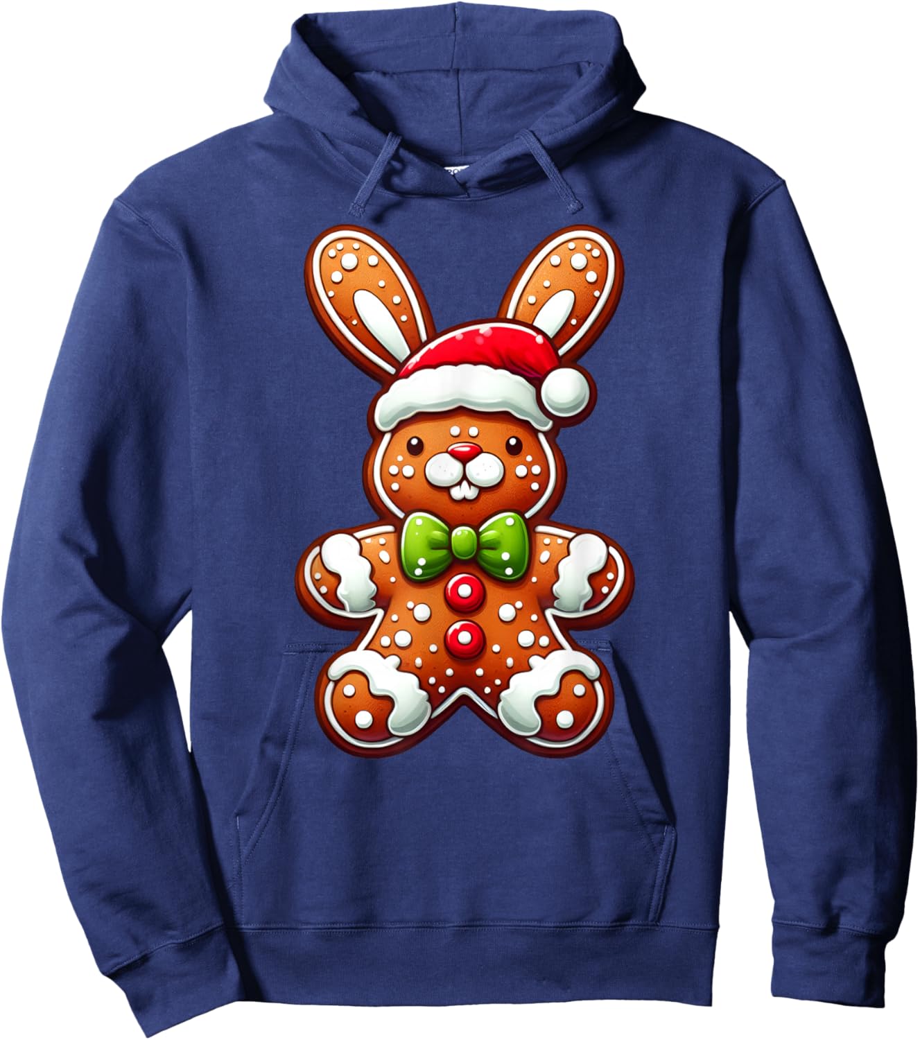 Funny Gingerbread Man Rabbit Christmas Kids Hoodie - Hoodie | Navy