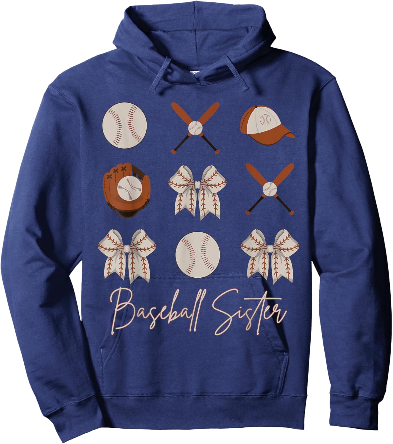 Baseball Sister Coquette Bow Girls Cheer Baseball Hoodie - Hoodie | Navy