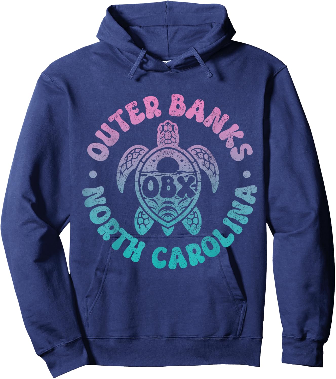 Outer Banks North Carolina Sea Turtle Beach Surf Souvenir Hoodie - Hoodie | Navy