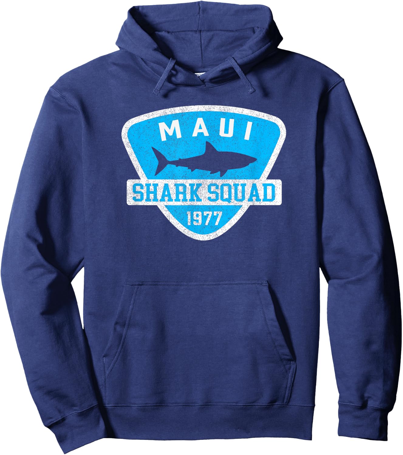 Kids Maui Hawaii Shark Souvenir Boys Vintage Beach Vacation Hoodie - Hoodie | Navy