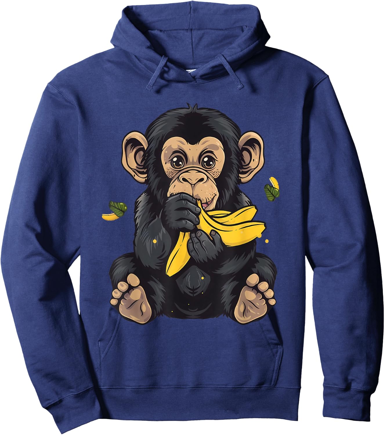 Banana Monkey Bananas Fruit Cute Monkey Wildlife Drawing Hoodie - Hoodie | Navy