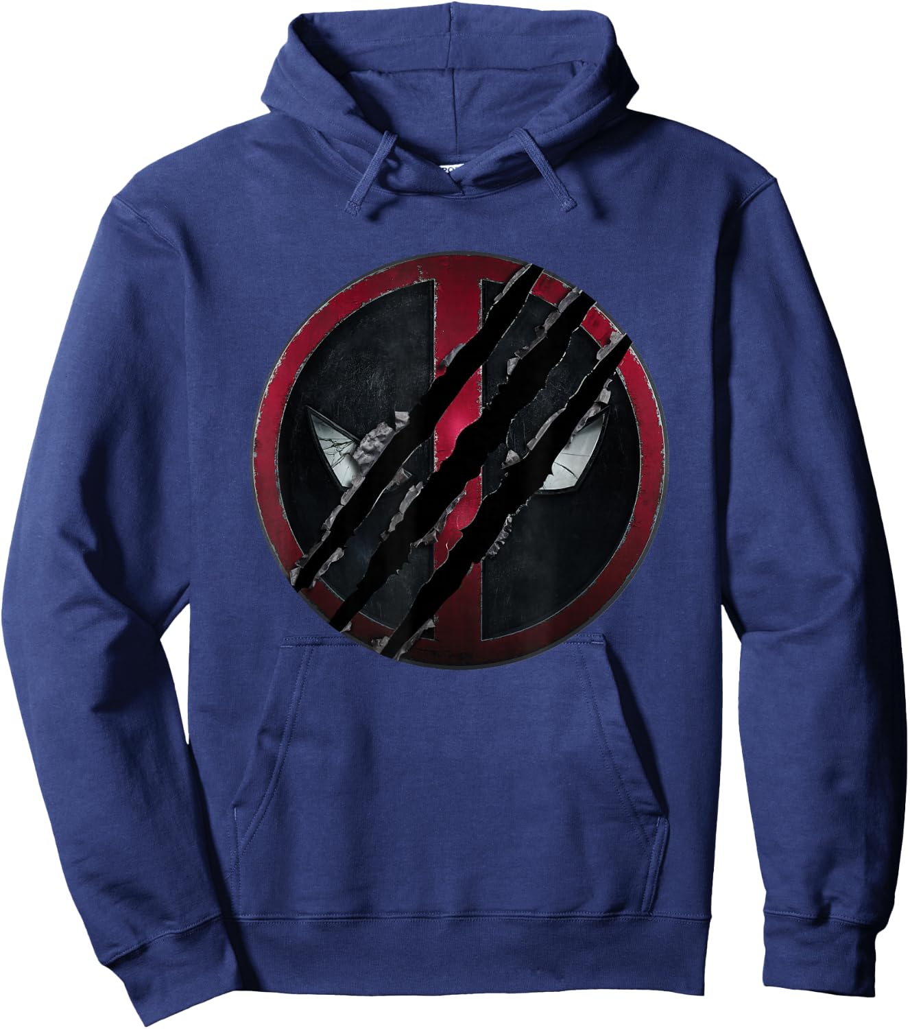 Marvel Deadpool & Wolverine Distressed Slashed Movie Logo Hoodie - Hoodie | Navy