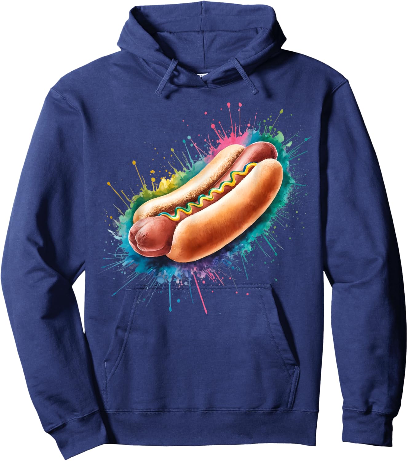 Hot Dog Men Woman Colorful Watercolor Hot Dog Hoodie - Hoodie | Navy
