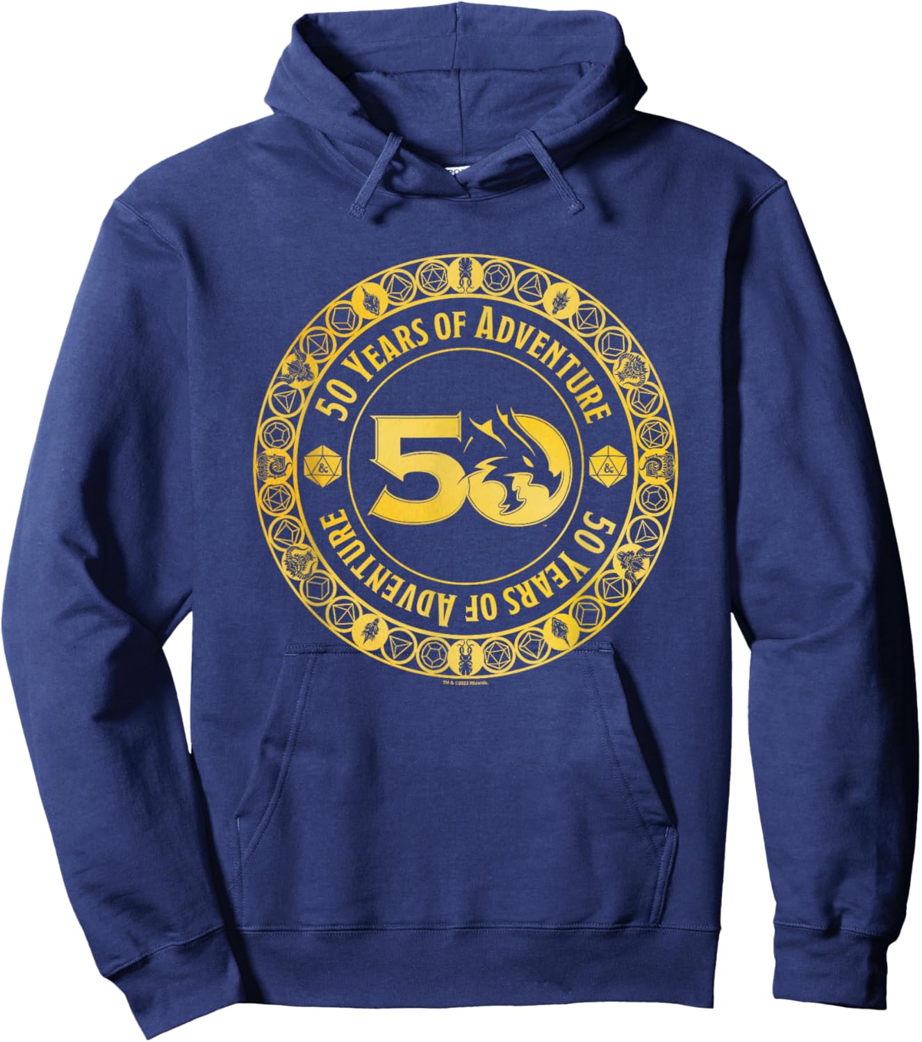 Dungeons & Dragons 50 Years Of Adventure Gold Badge Hoodie - Hoodie | Navy