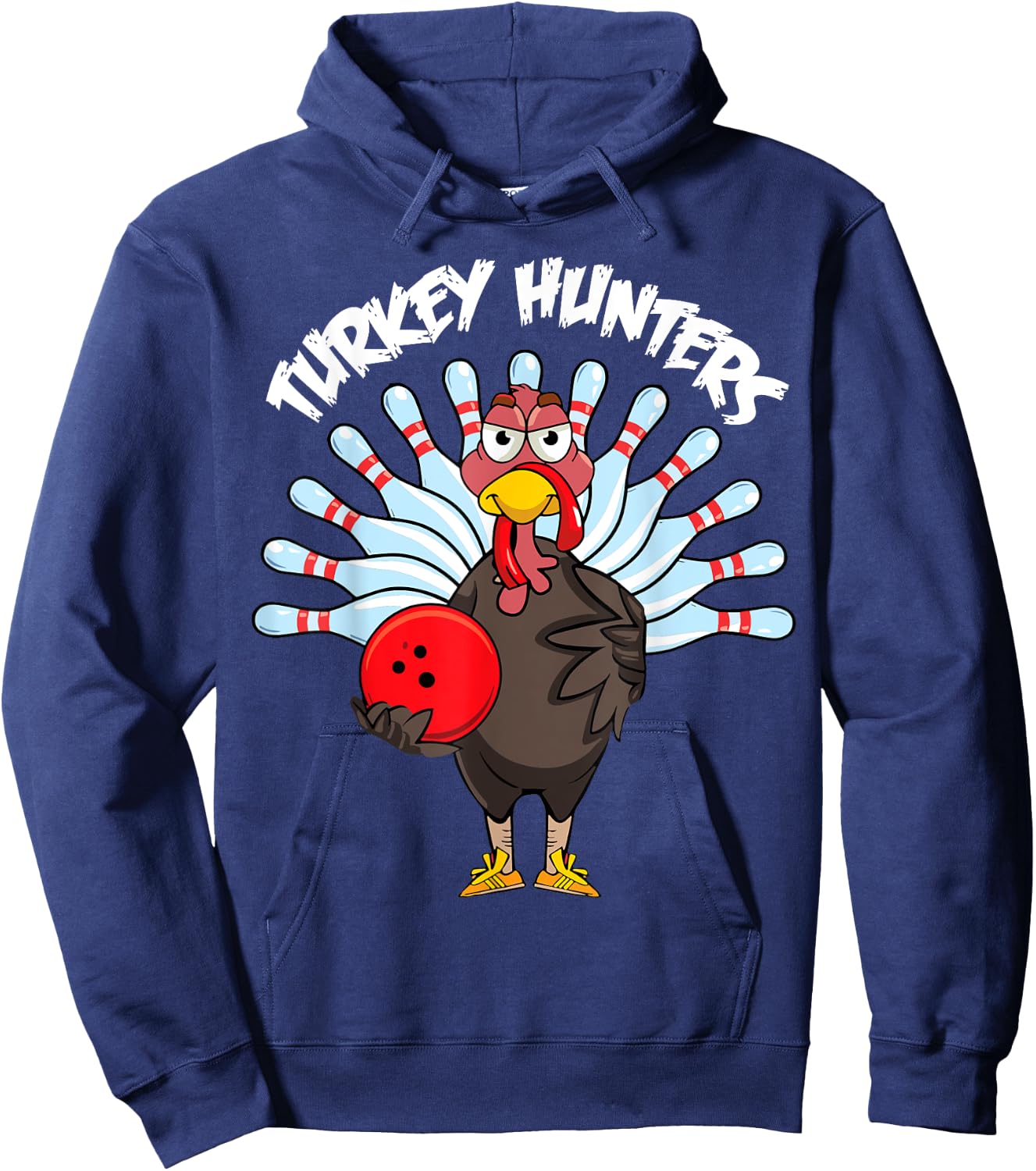 Turkey Hunters Funny Turkey Bowling Thanksgiving Turkey Joke Hoodie - Hoodie | Navy