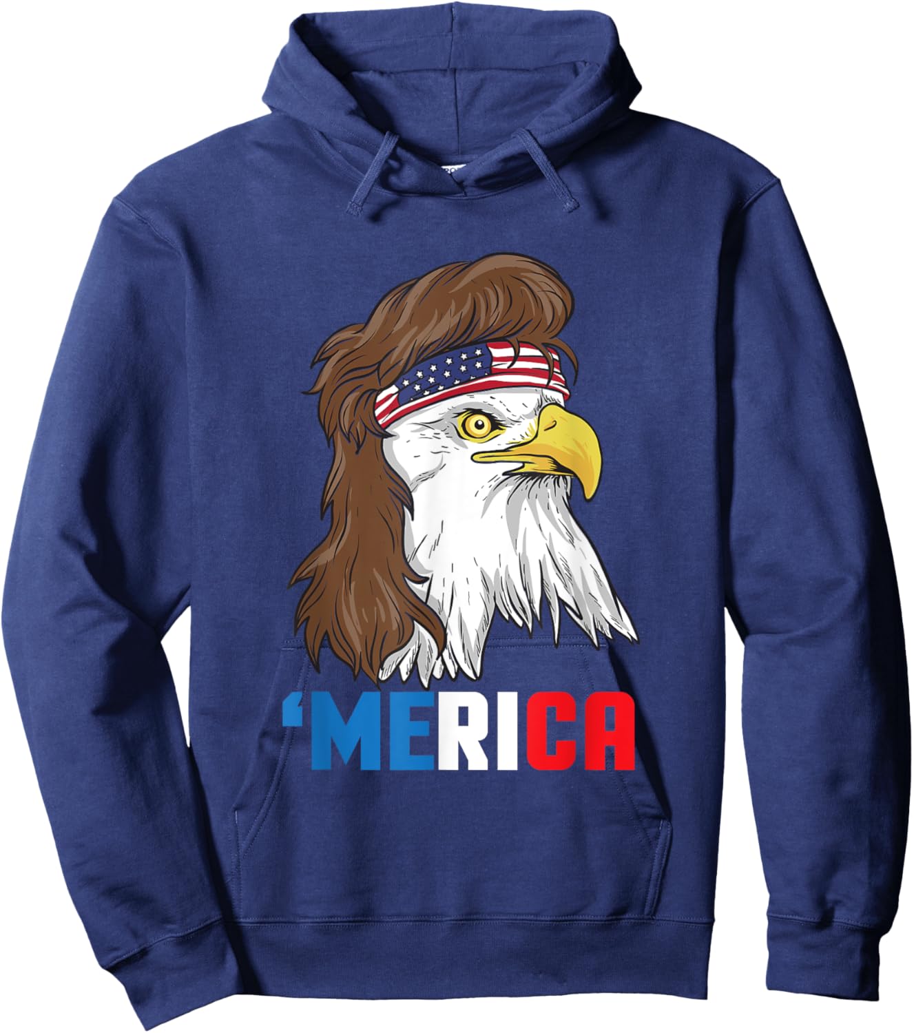 Merica Patriotic Mullet Eagle | Pride American Gift Hoodie - Hoodie | Navy