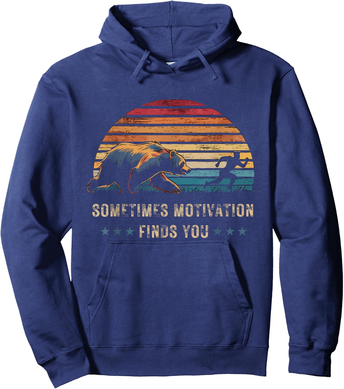Sometimes Motivation Finds You Vintage Sunset Running Hoodie - Hoodie | Navy