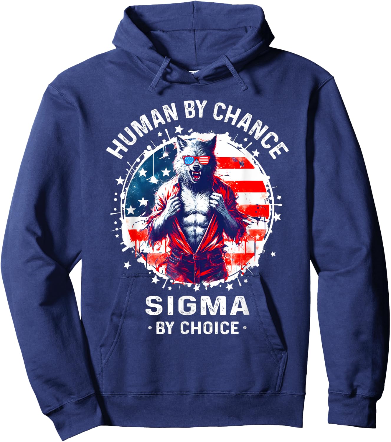 American Human By Chance Sigma By Choice Sigma Wolf Hoodie - Hoodie | Navy