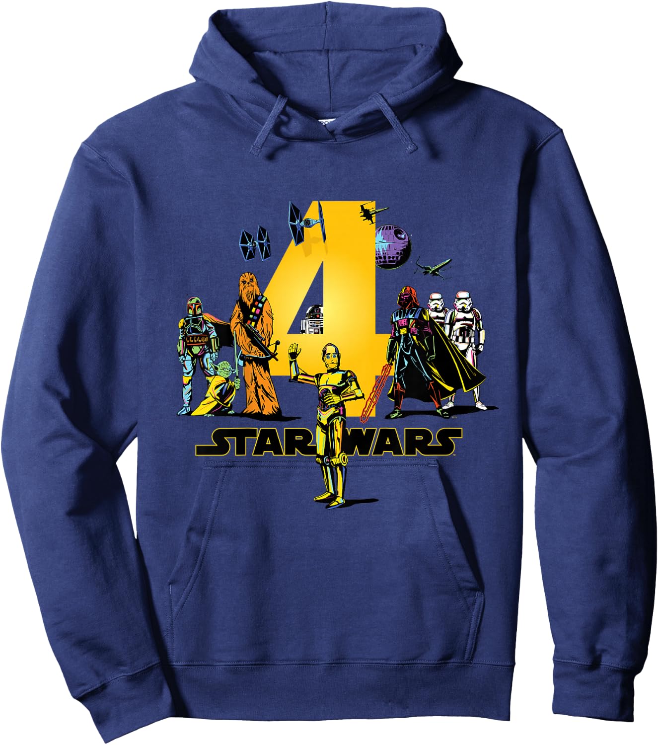 Star Wars Classic Characters Fourth Birthday 4 Years Old Hoodie - Hoodie | Navy