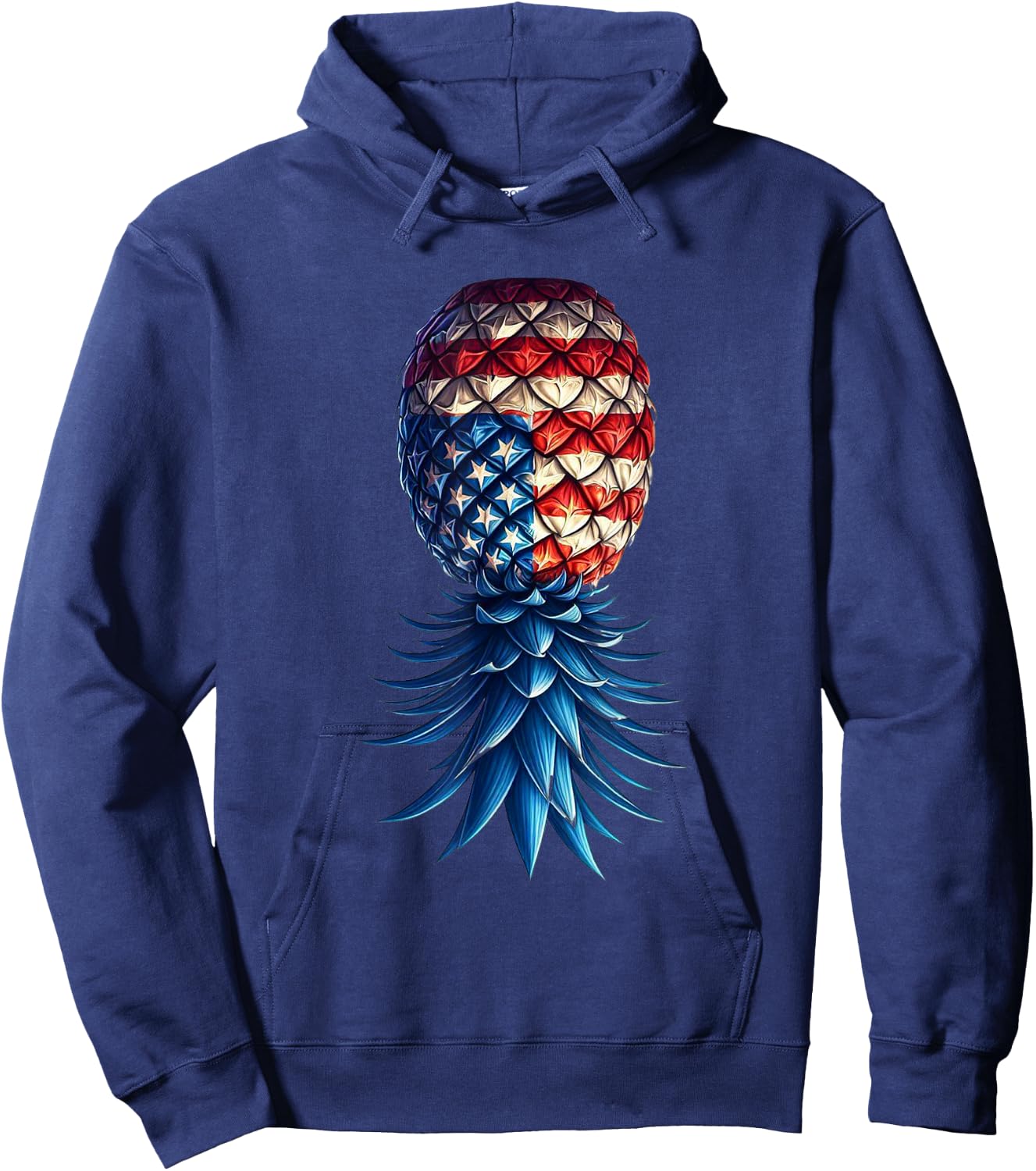 July Patriotic Red White Blue Upside Down Pineapple Swinger Hoodie - Hoodie | Navy