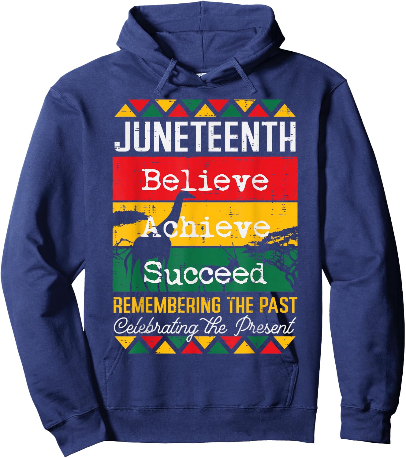 Juneteenth Believe Achieve Succeed African Women Men Kids Hoodie - Hoodie | Navy