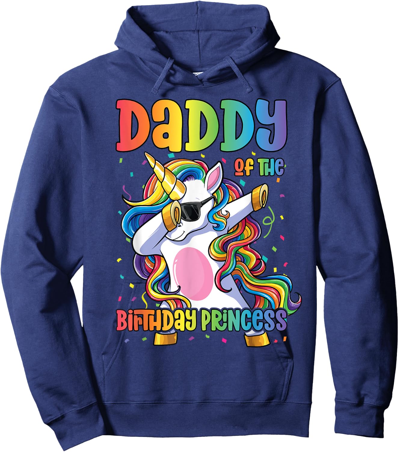 Daddy of the Birthday Princess Girl Dabbing Unicorn Dad Hoodie - Hoodie | Navy