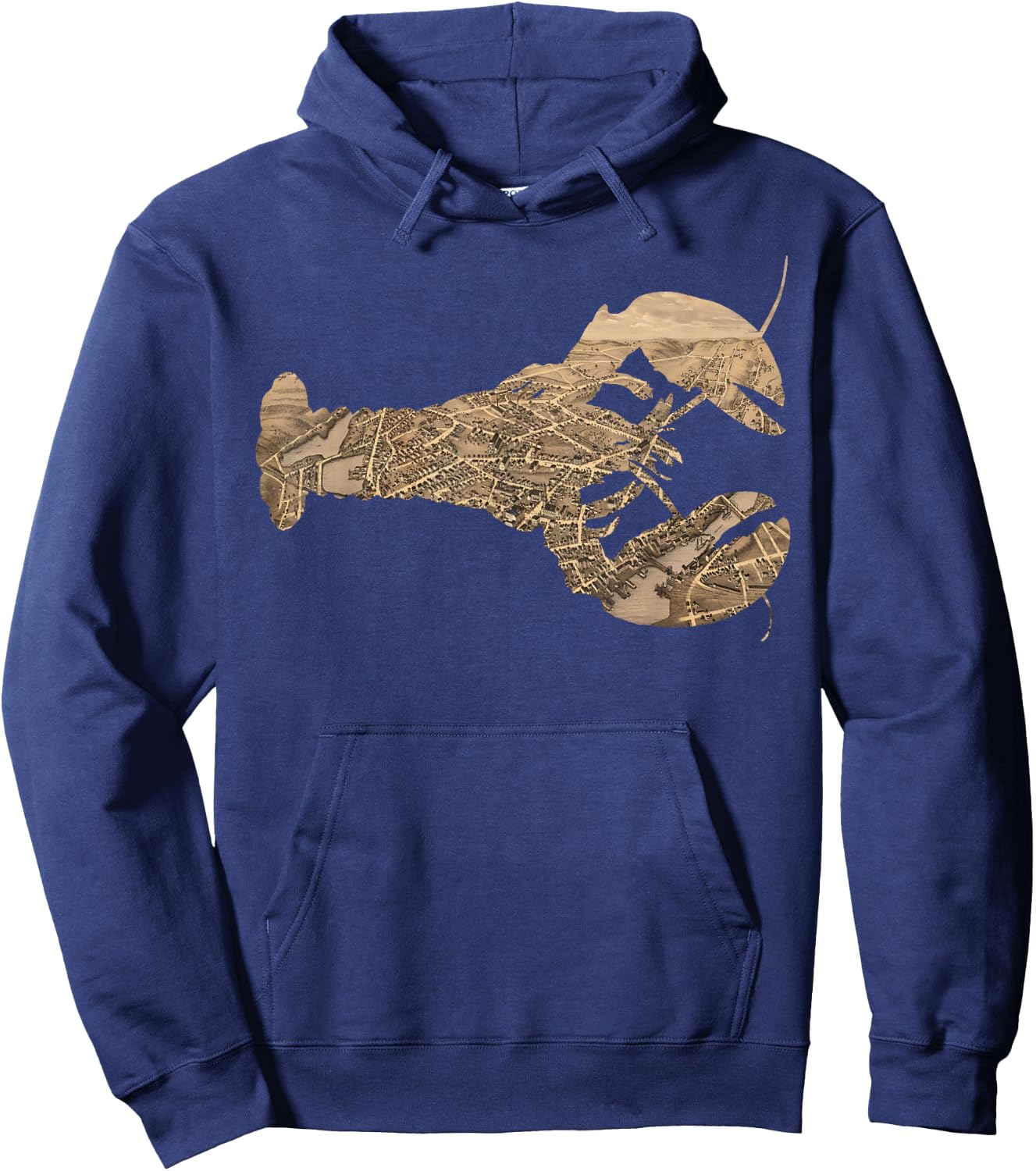 New London CT Lobster Map Silhouette Hoodie - Hoodie | Navy