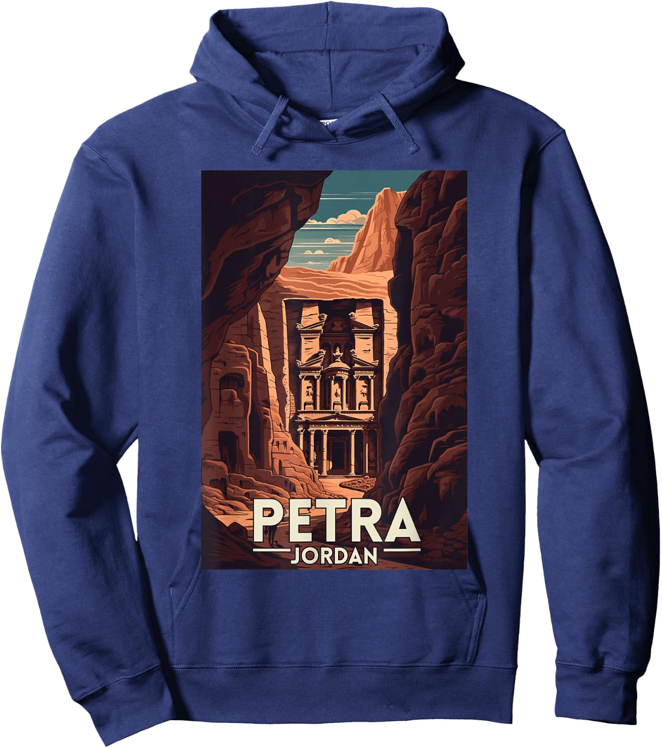 Petra Jordan Retro Vintage Travel Souvenir , Small, Black Hoodie - Hoodie | Navy