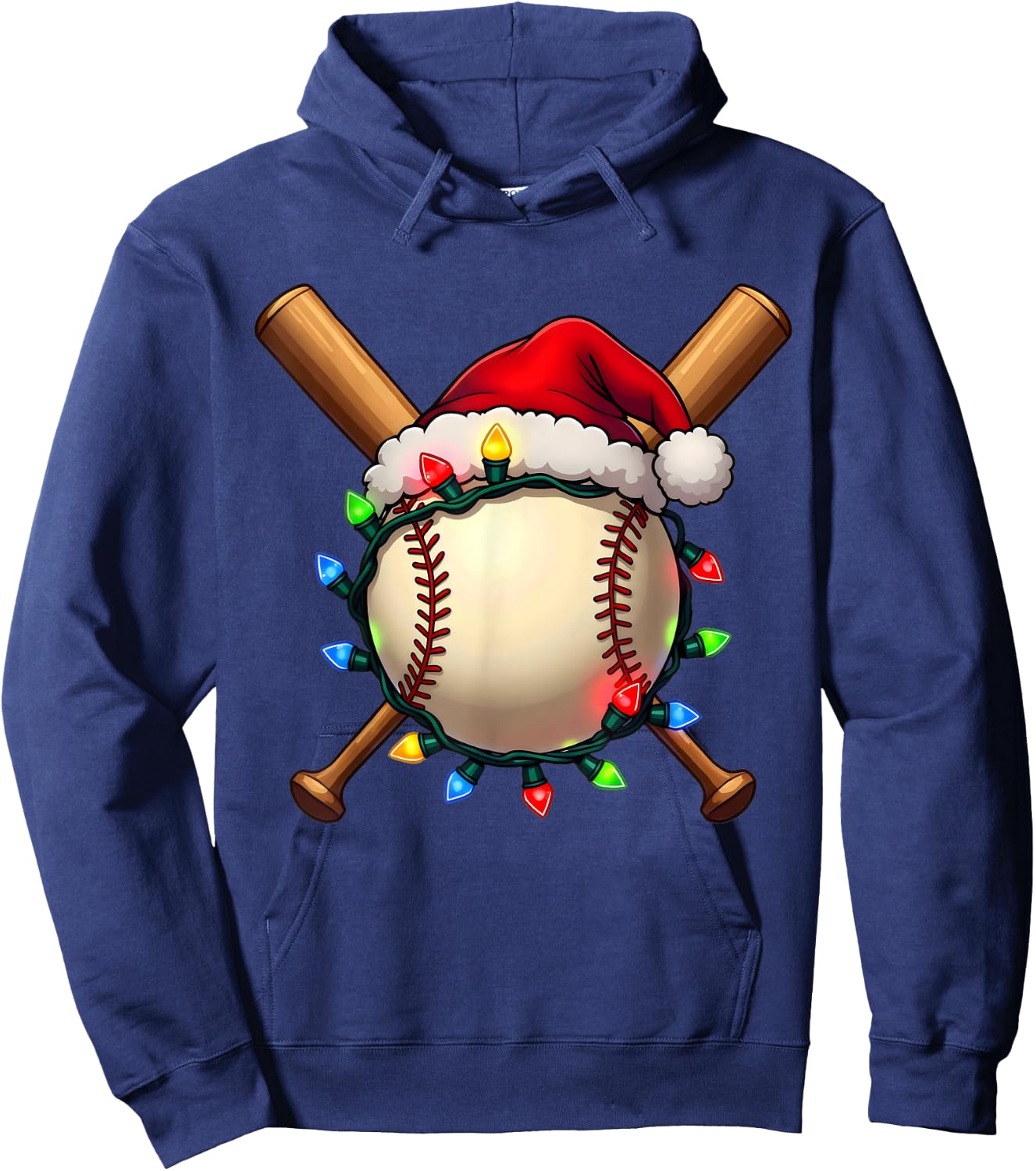 Santa Sports Boys Christmas Day Baseball Player Cool Hoodie - Hoodie | Navy