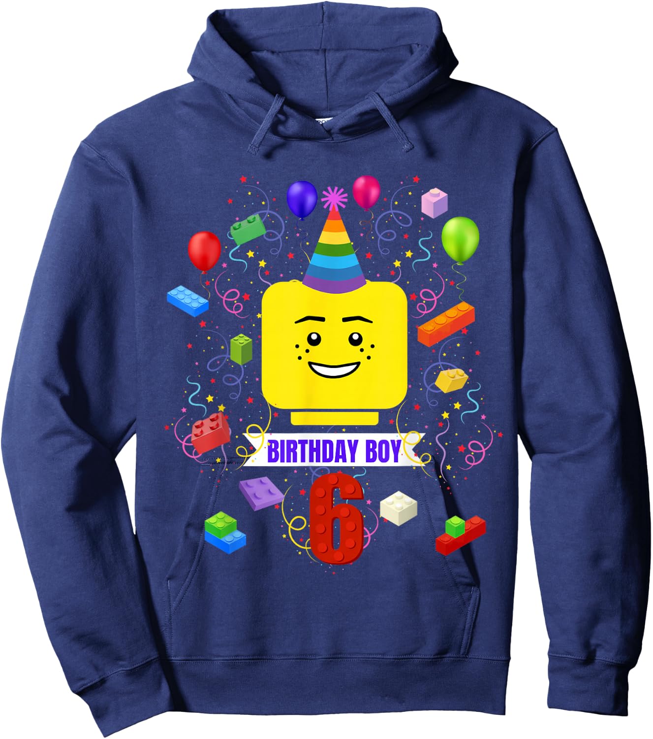 Building Bricks 6th Birthday Boy 6 Master Builder Blocks Hoodie - Hoodie | Navy