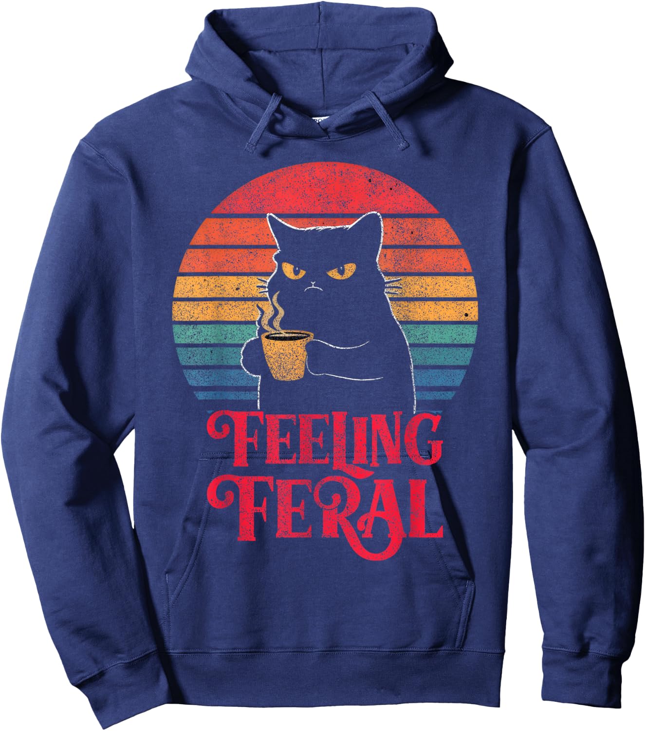 Feeling Feral Funny Summer Cat Lover Design For Girls, Women Hoodie - Hoodie | Navy