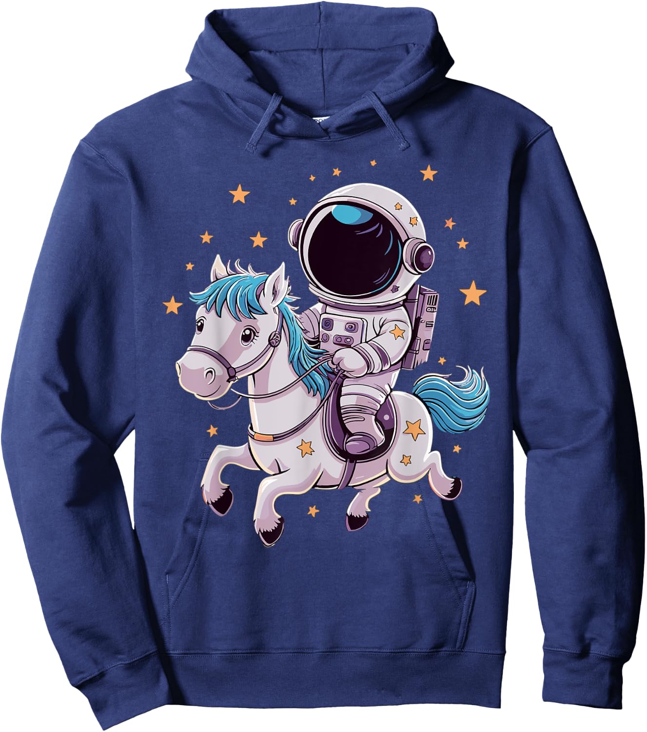 Astronaut Cowboy Riding Horse in Space Hoodie - Hoodie | Navy