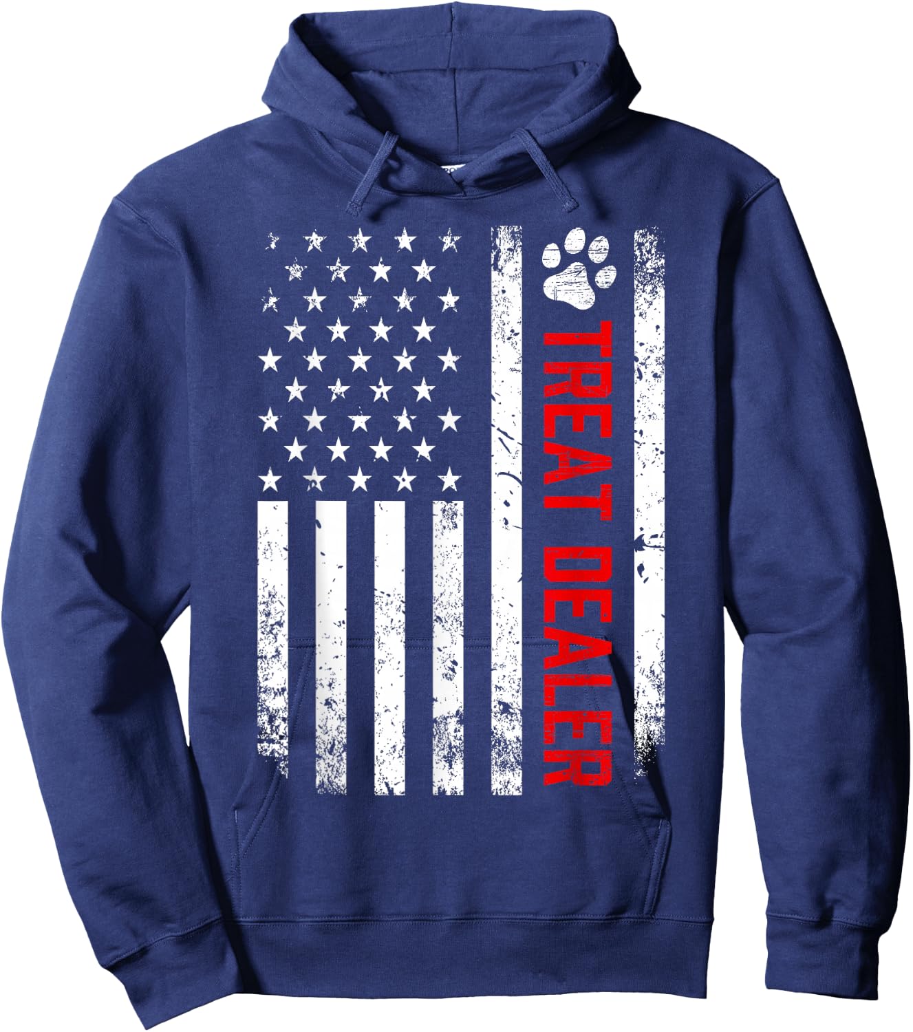 Dog Treat Dealer Funny Dog Owner Dog Dad American Flag Hoodie - Hoodie | Navy