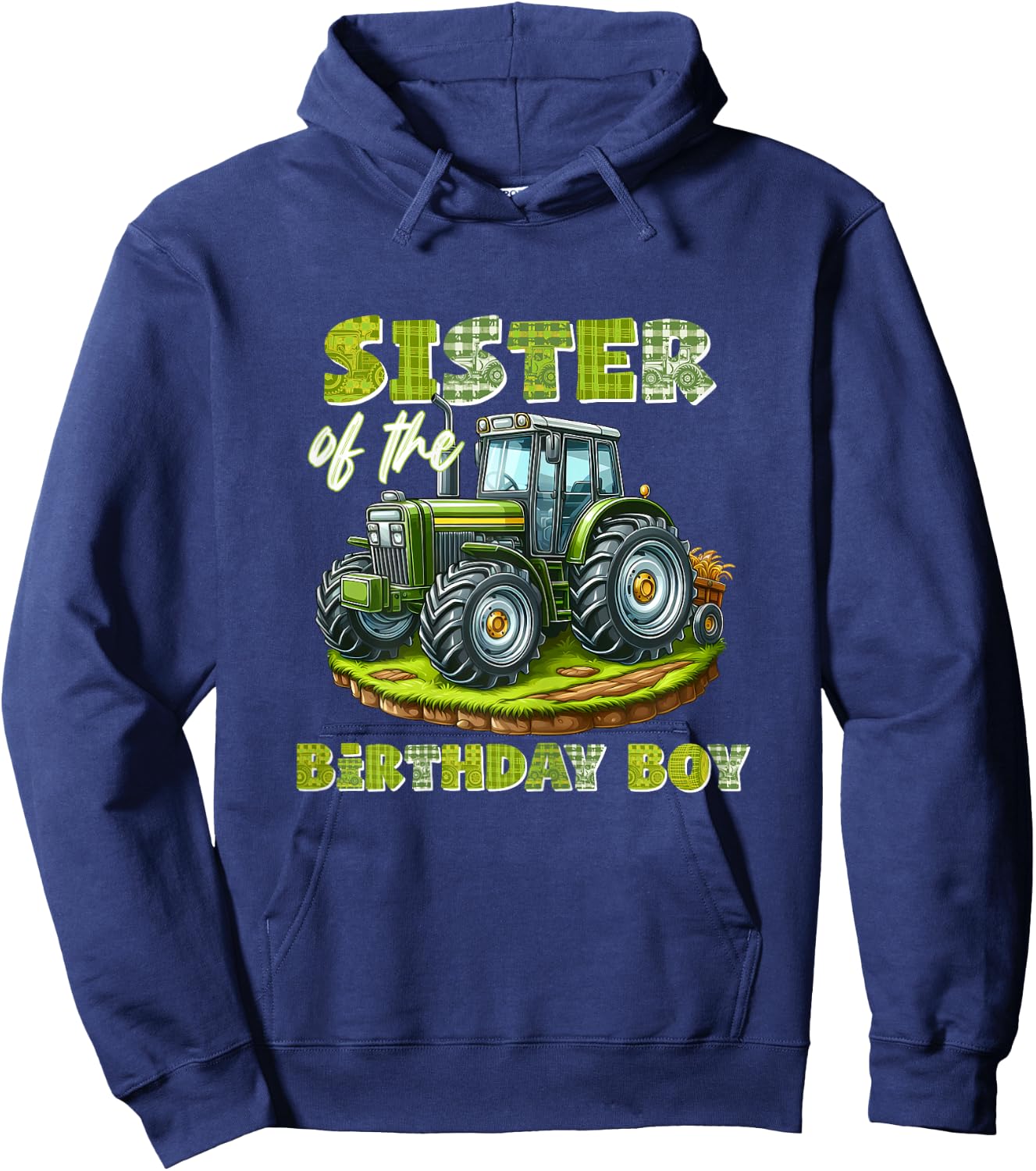 Sister Of The Birthday Boy Tractor Family Matching Hoodie - Hoodie | Navy
