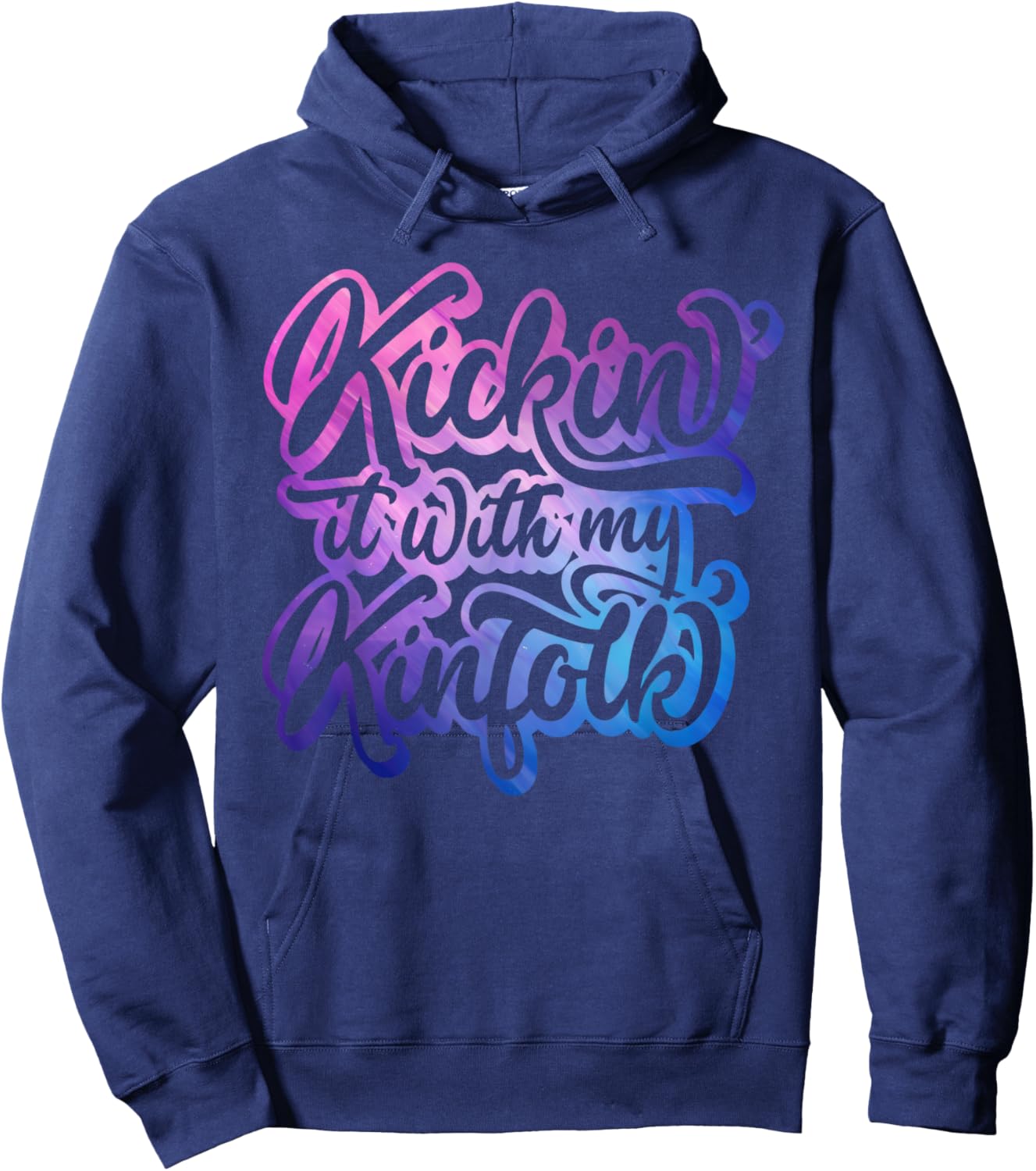 Kickin' It With My Kinfolk Funny Family Reunion Matching Hoodie - Hoodie | Navy