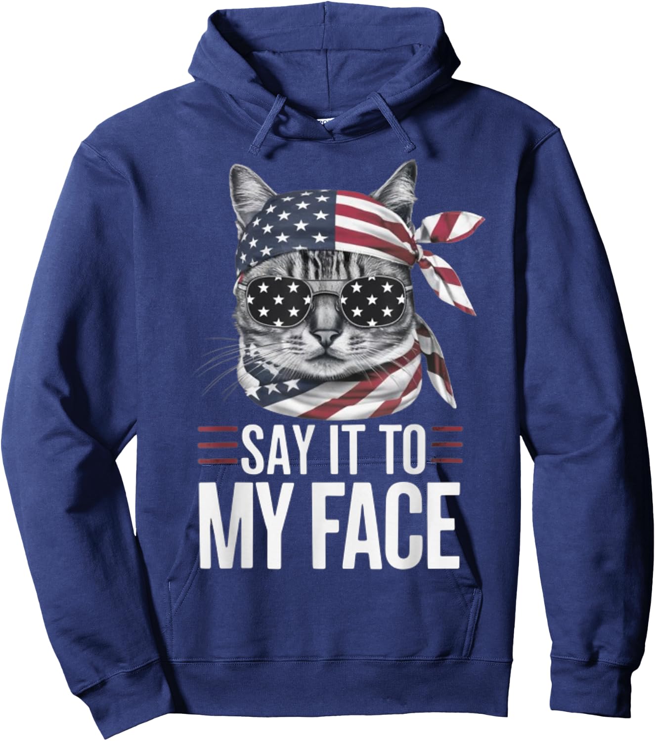 Funny Cat Kamala Harris 2024 Say It To My Face Hoodie - Hoodie | Navy