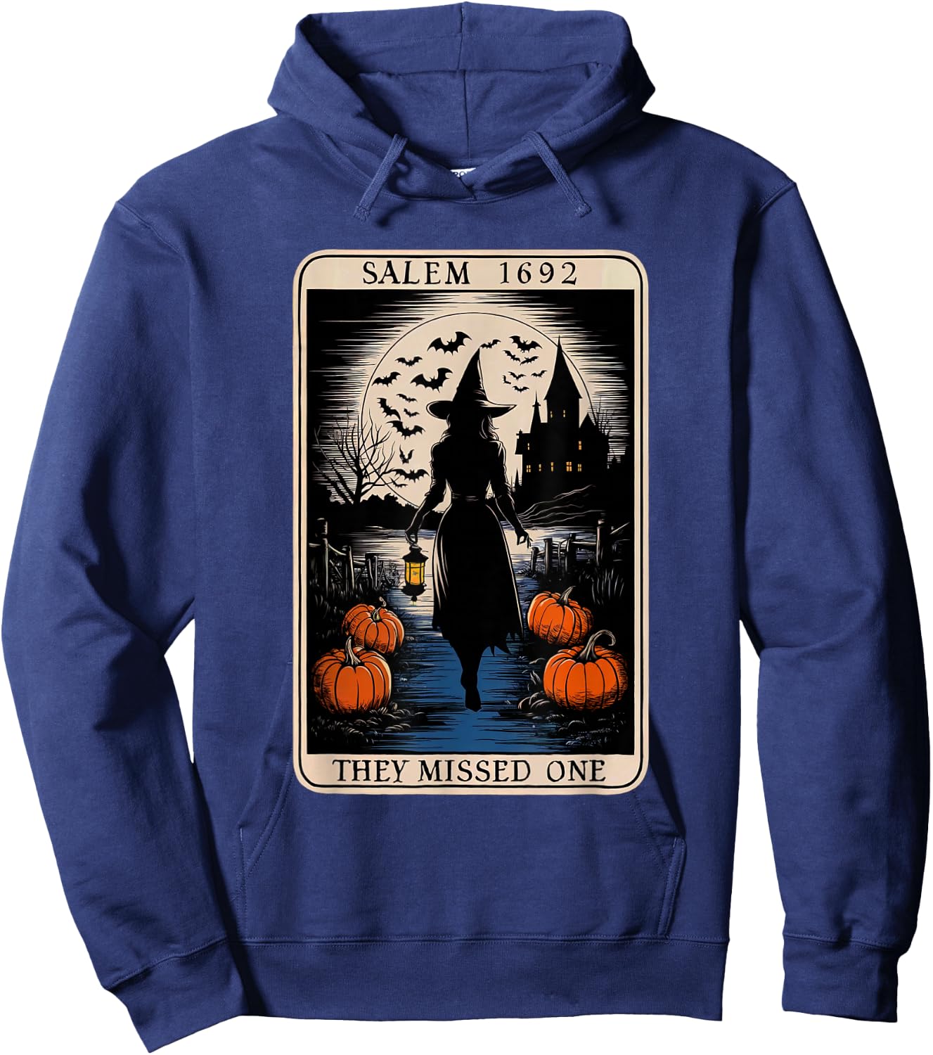 Salem 1692 They Missed One Halloween Tarot Card Witch Trials Hoodie - Hoodie | Navy
