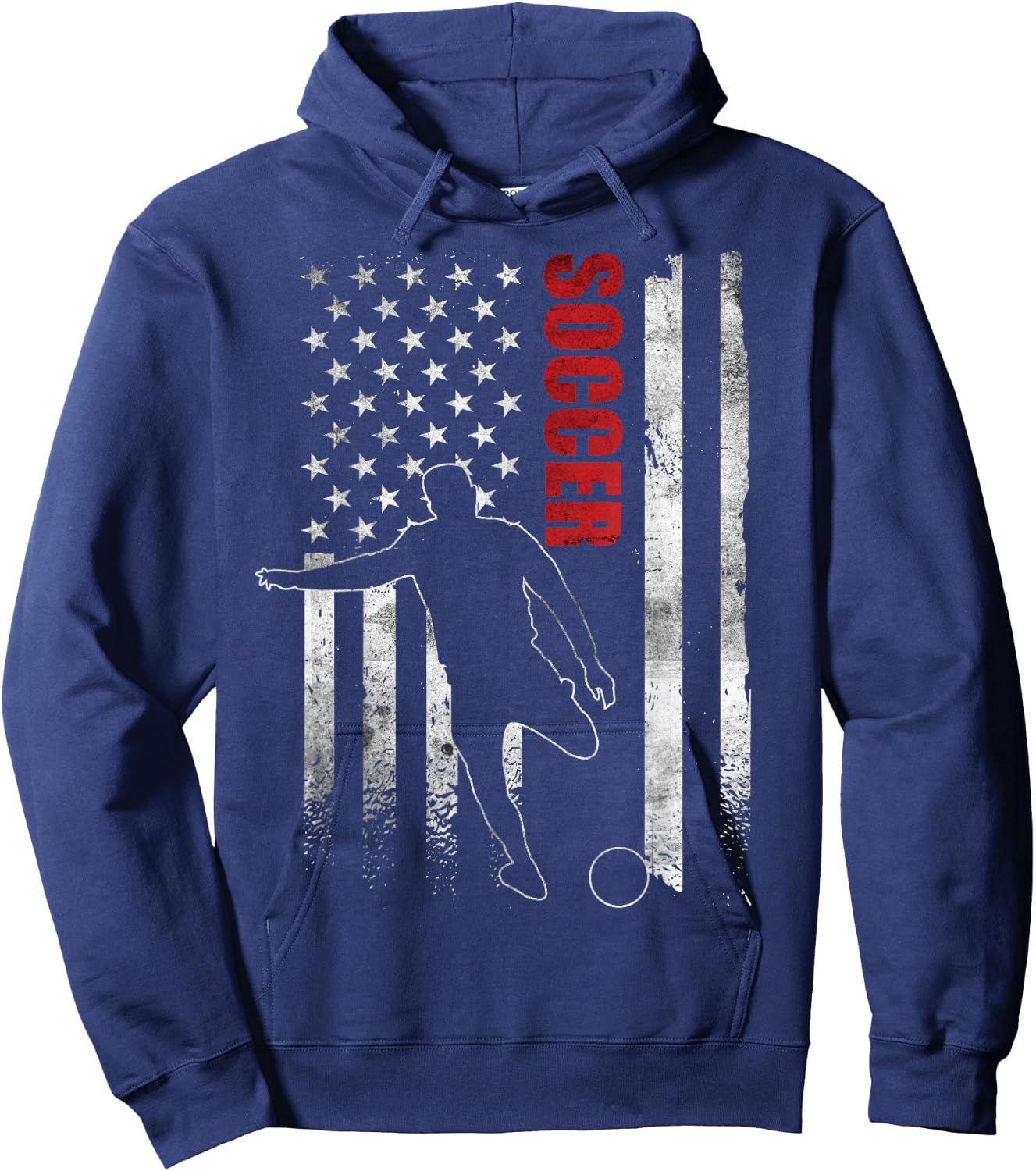 Soccer Apparel American Flag Soccer Player US Flag Hoodie - Hoodie | Navy