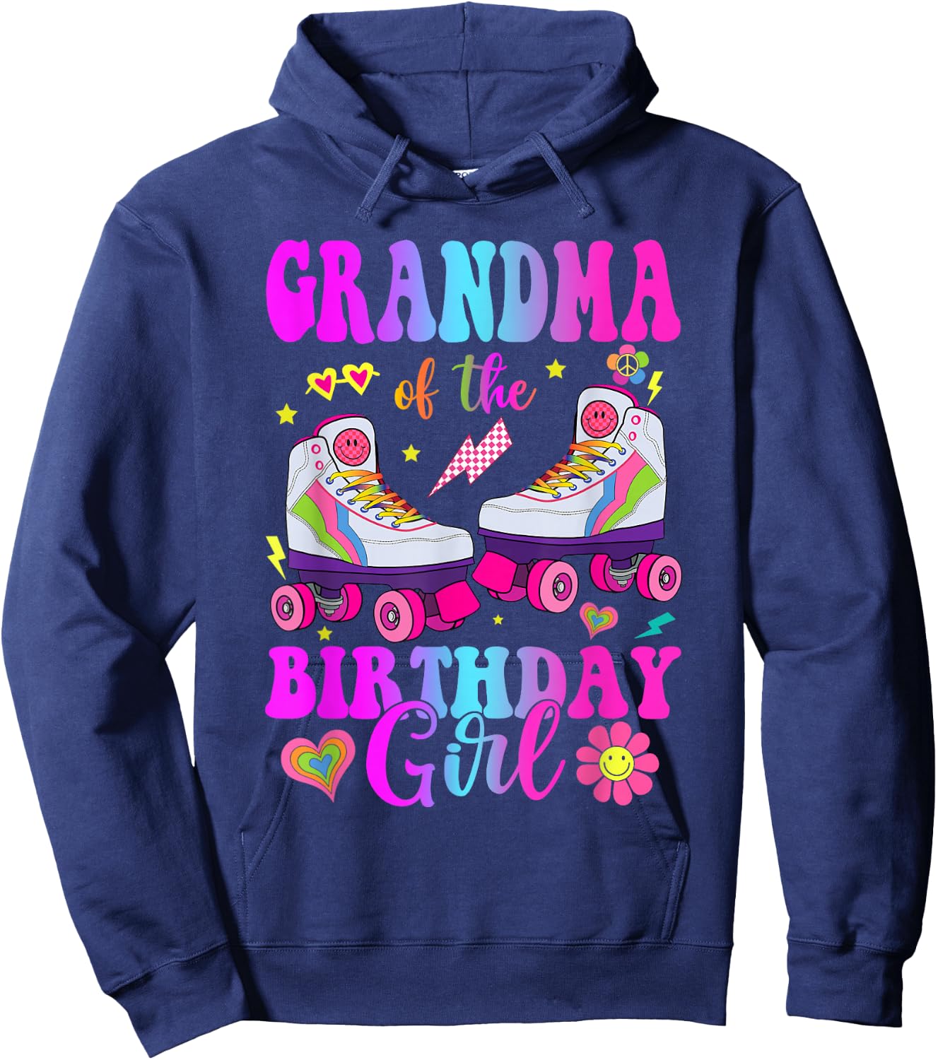 Let's Roll Grandma of the Birthday girl Roller Skate Hoodie - Hoodie | Navy