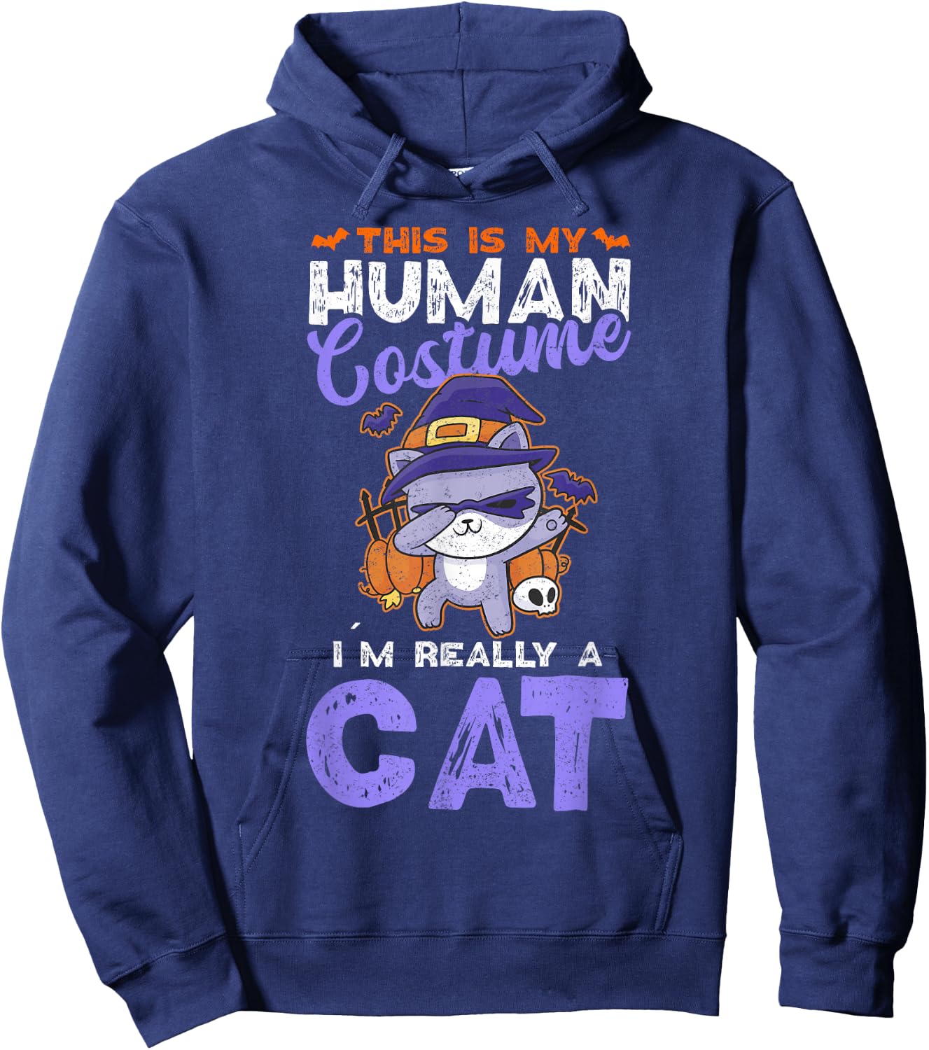 This Is My Human Costume I´m Really A Cat Halloween Hoodie - Hoodie | Navy