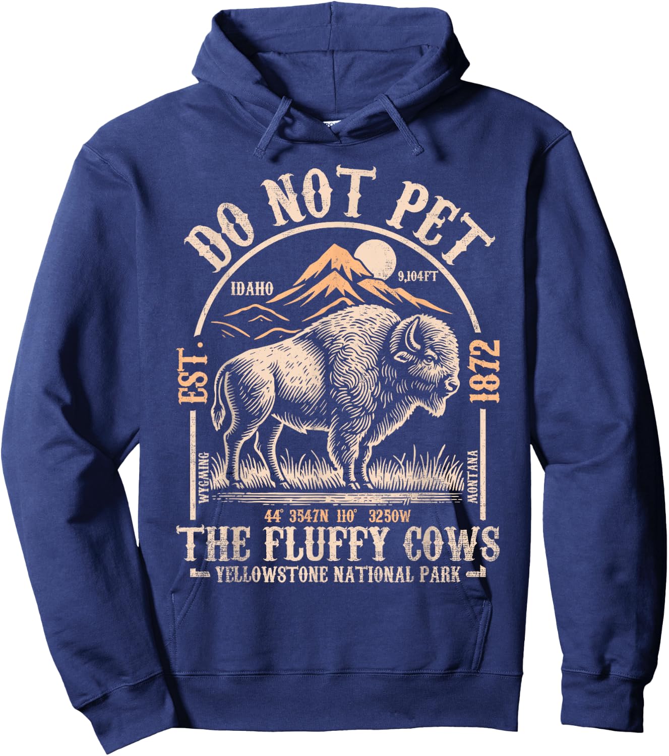 Vintage Do Not Pet The Fluffy Cows American Bison Hoodie - Hoodie | Navy