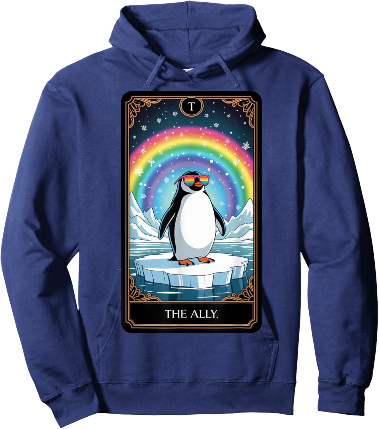 The Ally – Penguin Pride Tarot Card LGBTQ+ Arctic Animal Hoodie - Hoodie | Navy
