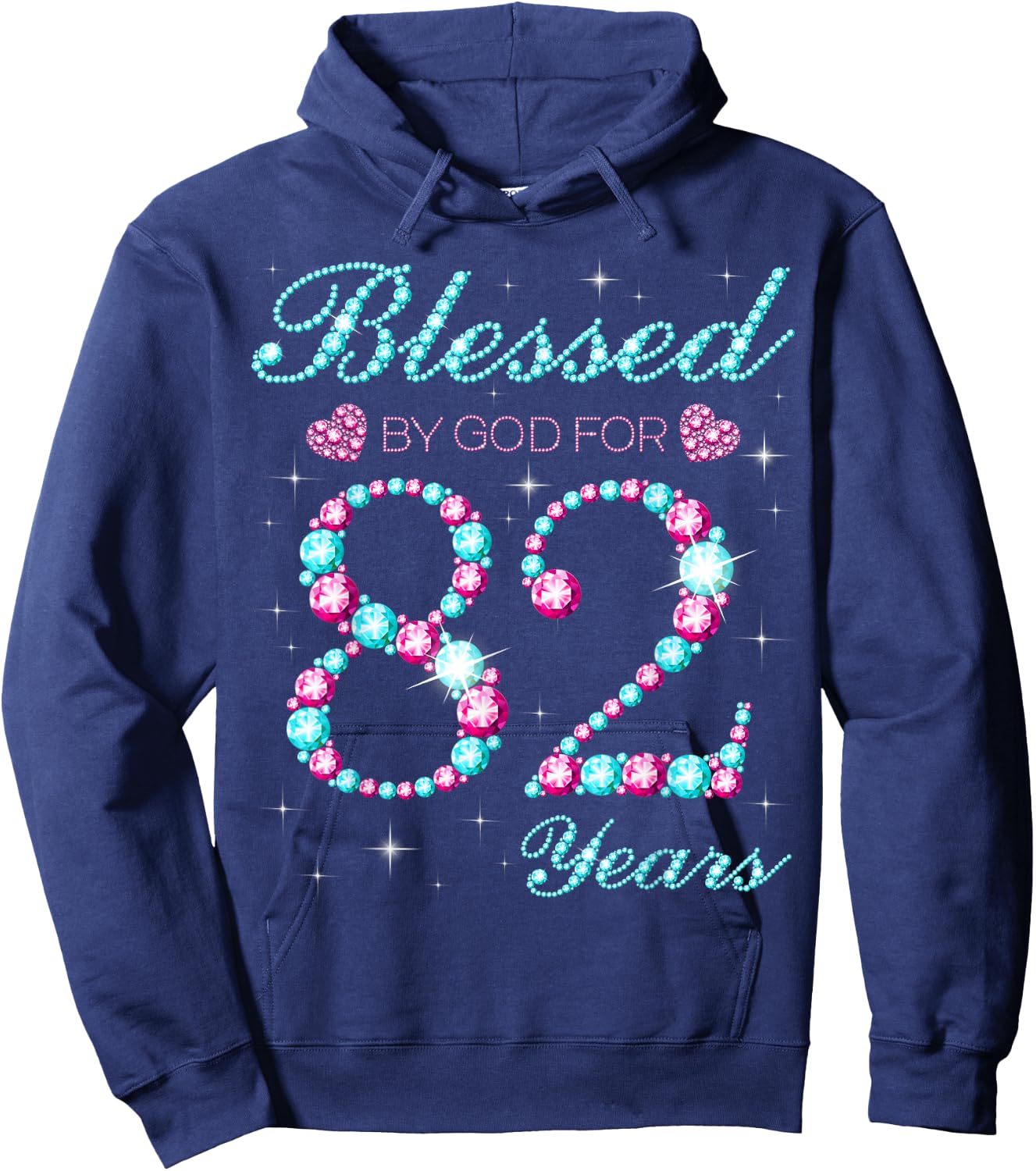 Blessed By God For 82 Years Old 82nd Birthday Party B-day Hoodie - Hoodie | Navy