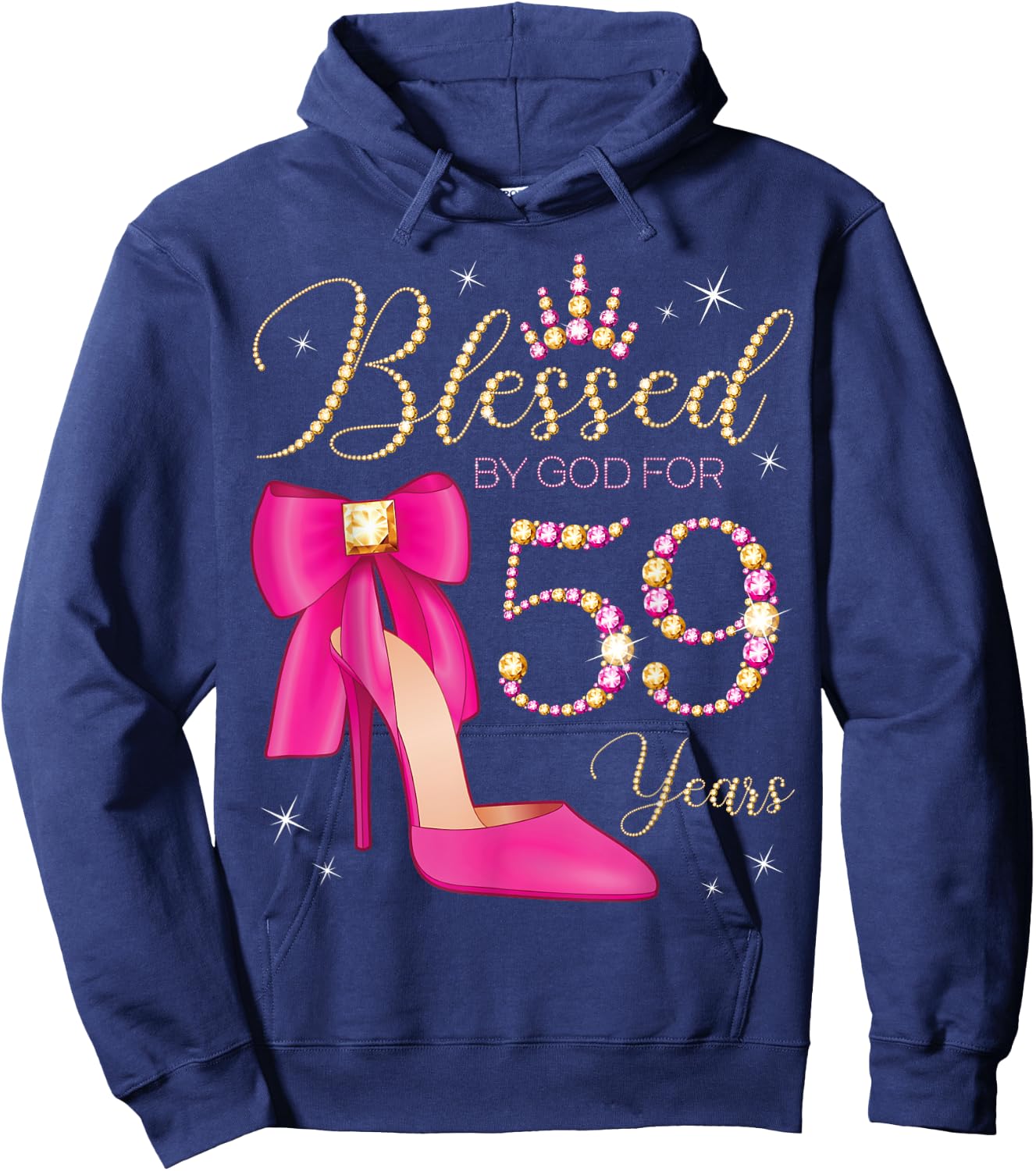 Blessed By God For 59 Years Old 59th Birthday Party Queen Hoodie - Hoodie | Navy