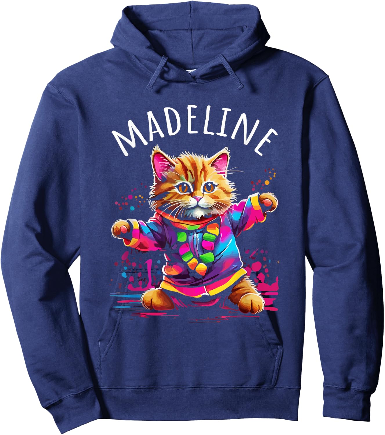 Madeline Dancing Kitty Cat Design for Girls Name Madeline Hoodie - Hoodie | Navy