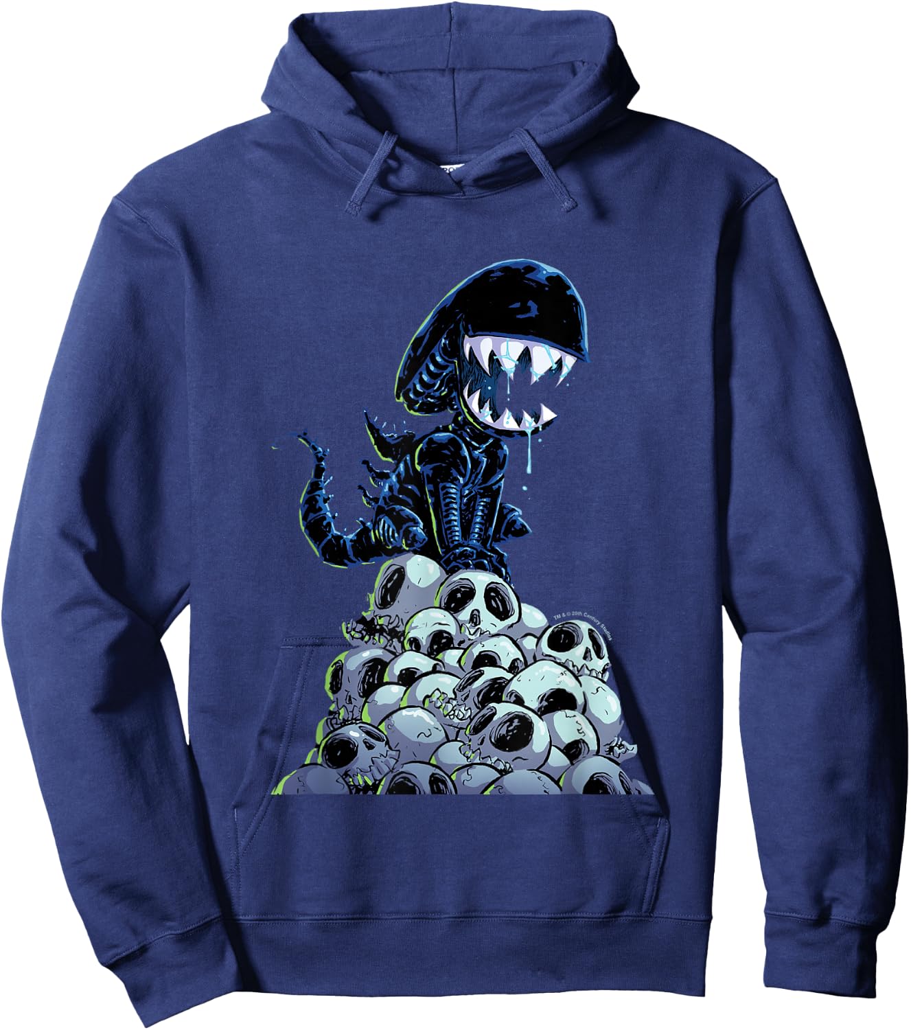 Aliens Xenomorph in Skull Mountain Big Chest Chibi Poster Hoodie - Hoodie | Navy