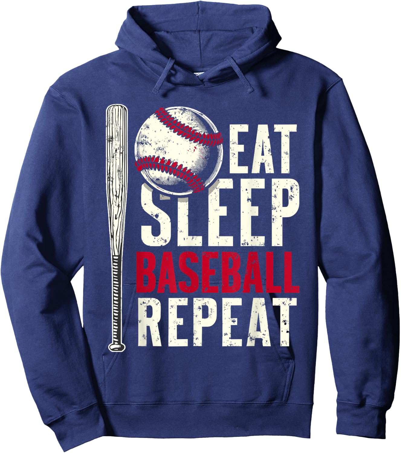 Eat Sleep Baseball Repeat Funny Baseball Player Hoodie - Hoodie | Navy
