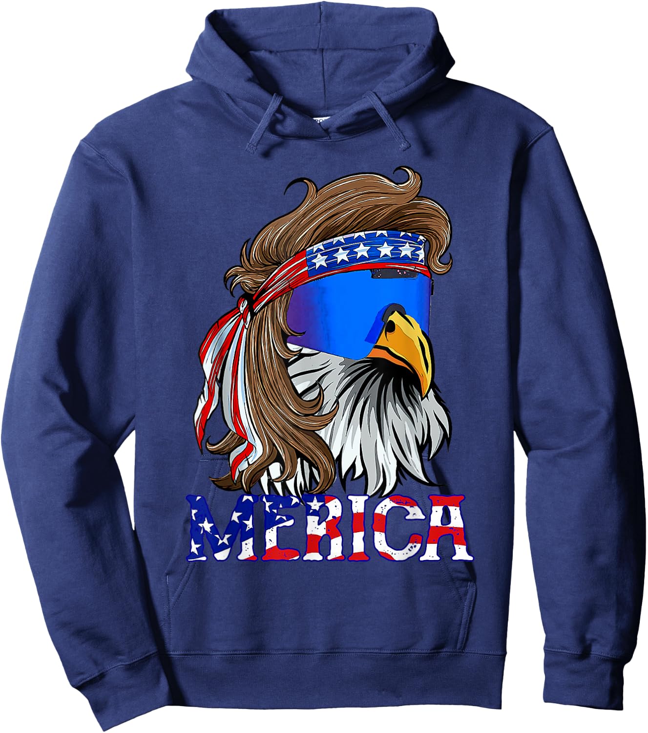Eagle Mullet Sunglasses Merica 4th Of July USA American Flag Women Kids Men Hoodie - Hoodie | Navy