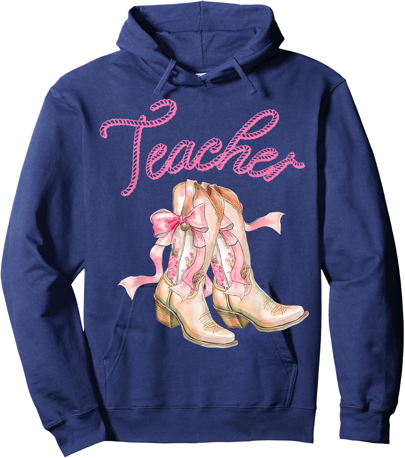 Coquette Teacher Cowgirl Boots Rodeo Country Western Hoodie - Hoodie | Navy