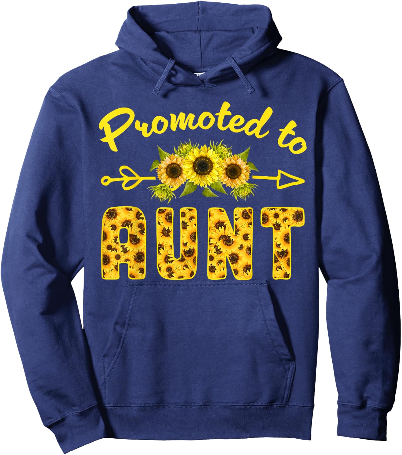 Promoted To Aunt 2025, Sunflower Pregnancy Announcement Aunt Hoodie - Hoodie | Navy