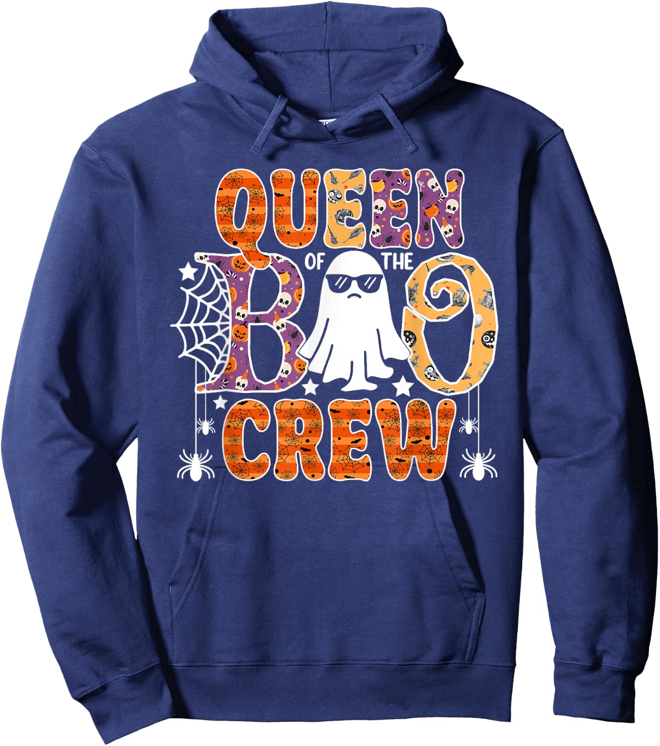 Queen Of The Boo Crew Funny Halloween Family Matching Hoodie - Hoodie | Navy