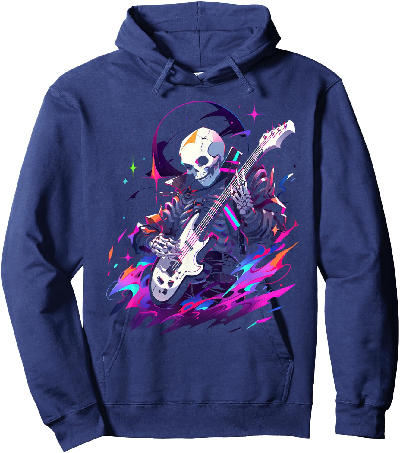 Skeleton playing guitar ,Rock Star Shredding Guitar Hoodie - Hoodie | Navy